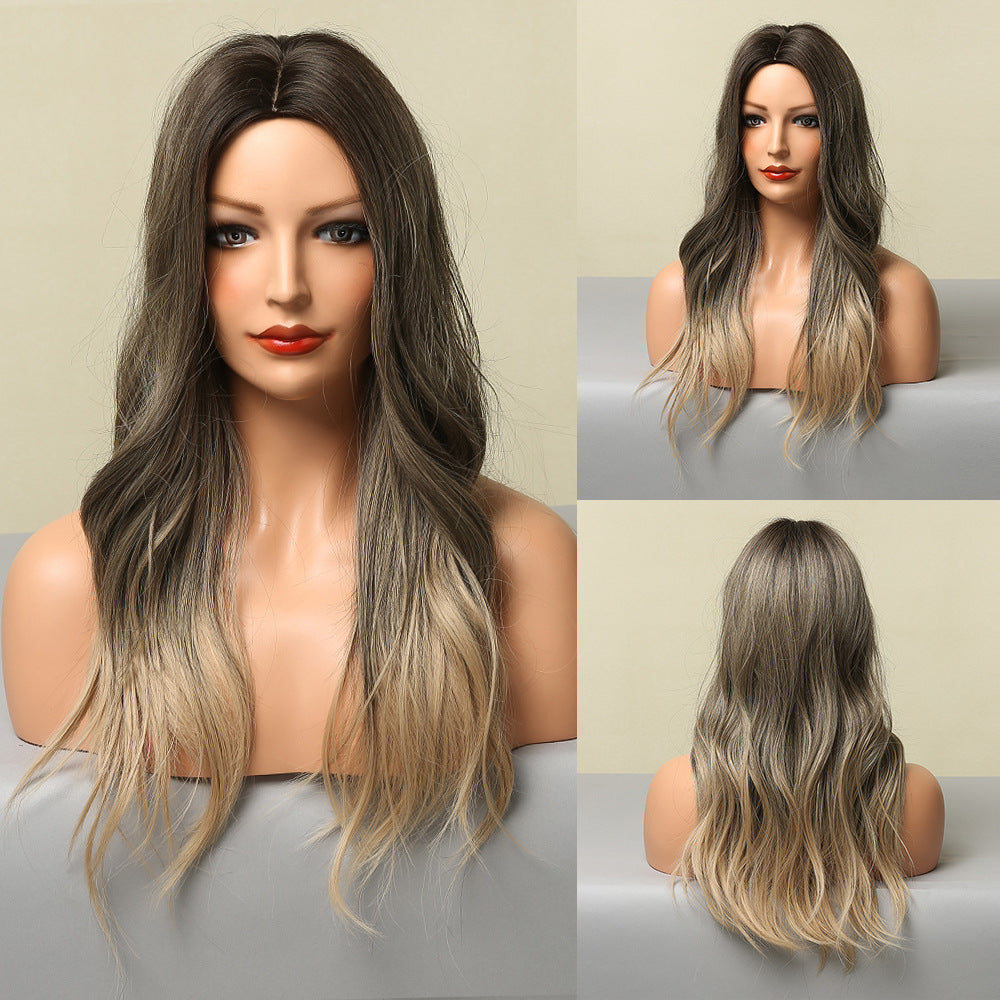 STELLA 【WA-LAIC450】22inches Ombre Ash honey blonde Wigs Wavy Wig middle part Women's Synthetic Wigs Daily Party Use