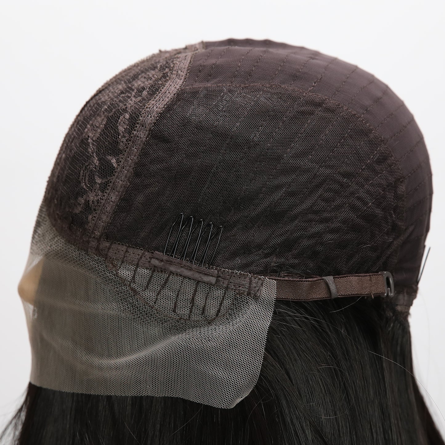 LINA【WA-JLSM9883】 28 inches Lace Front T-Part Jet Black Bone Straight Wig for Women Synthetic Daily or Party