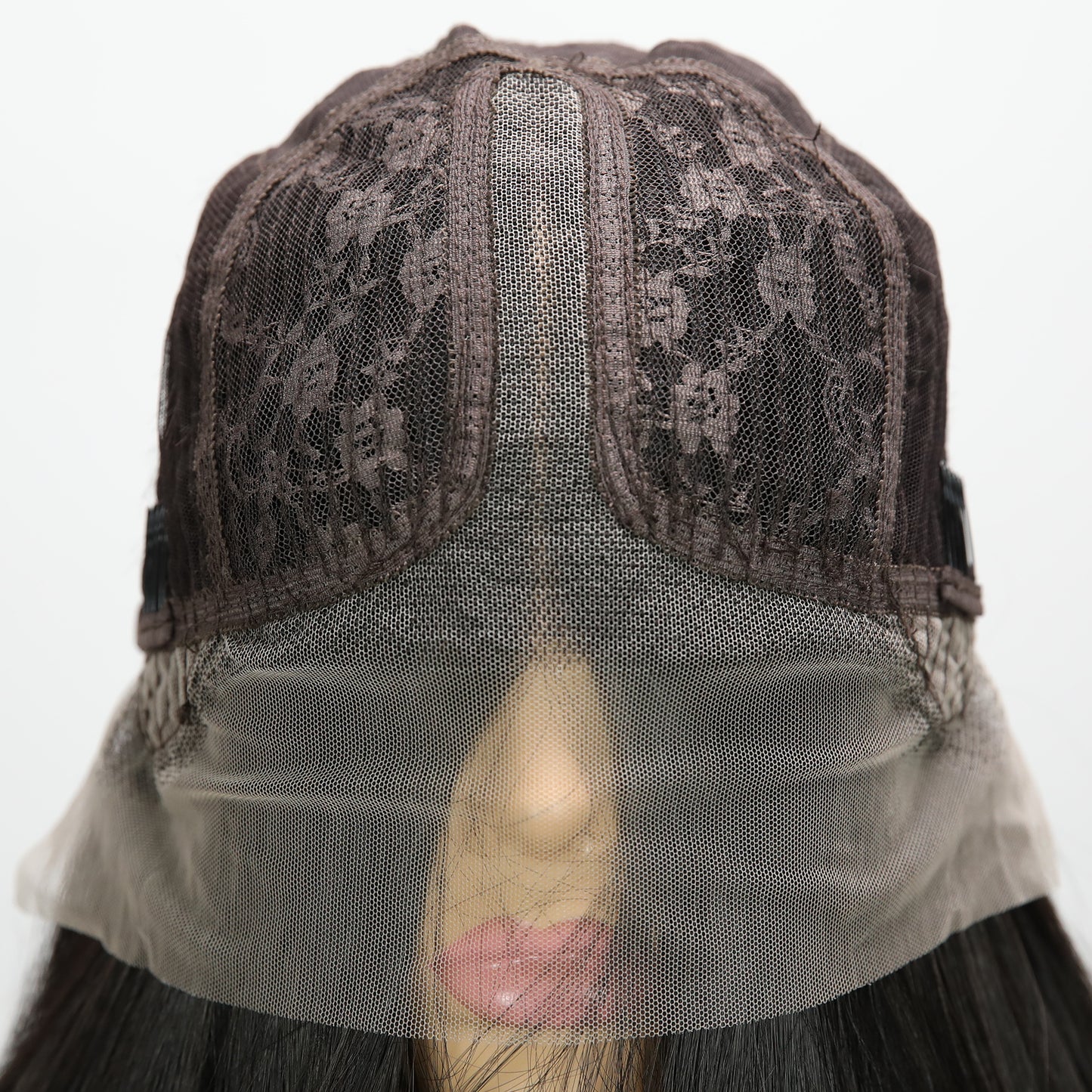 LINA【WA-JLSM9883】 28 inches Lace Front T-Part Jet Black Bone Straight Wig for Women Synthetic Daily or Party
