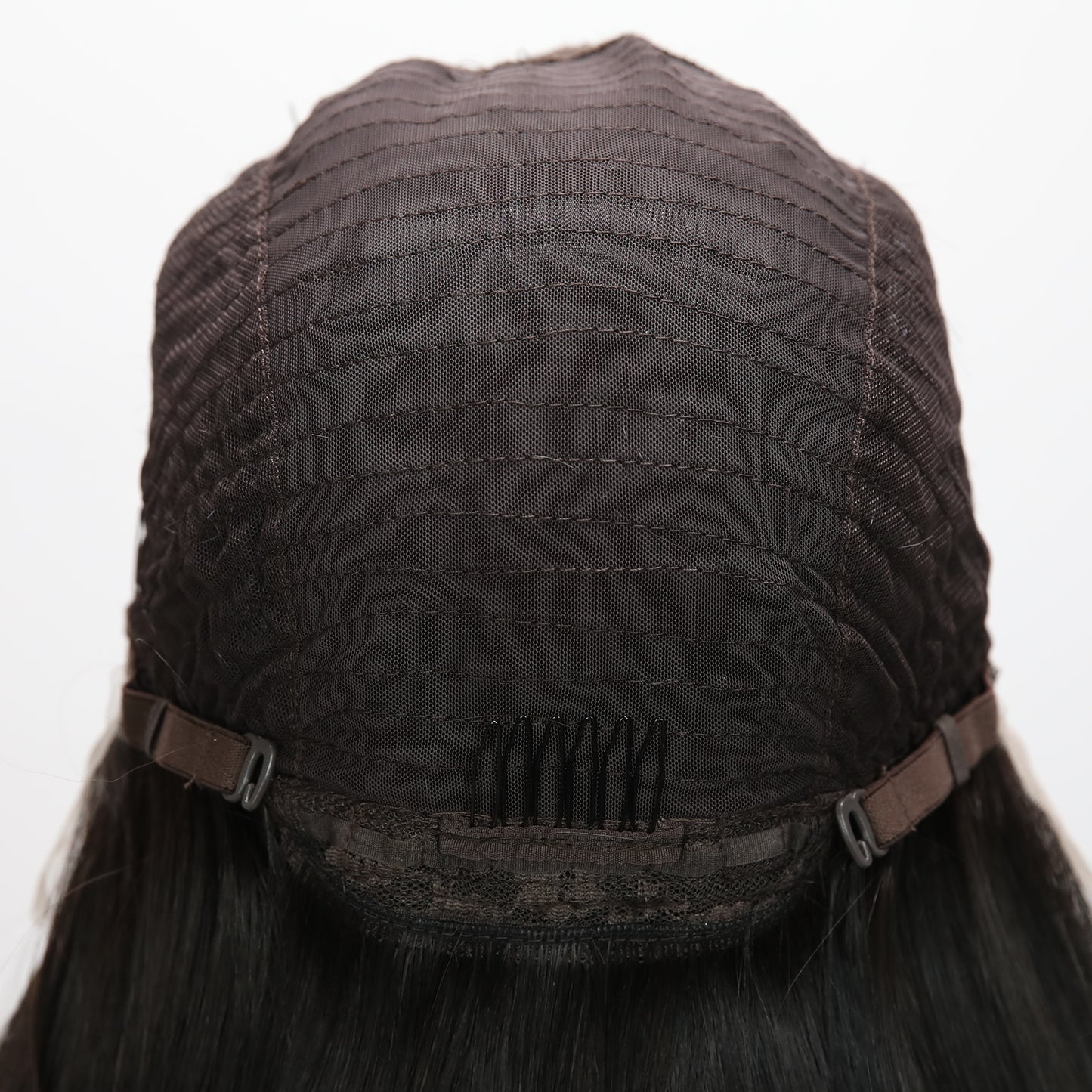 LINA【WA-JLSM9883】 28 inches Lace Front T-Part Jet Black Bone Straight Wig for Women Synthetic Daily or Party