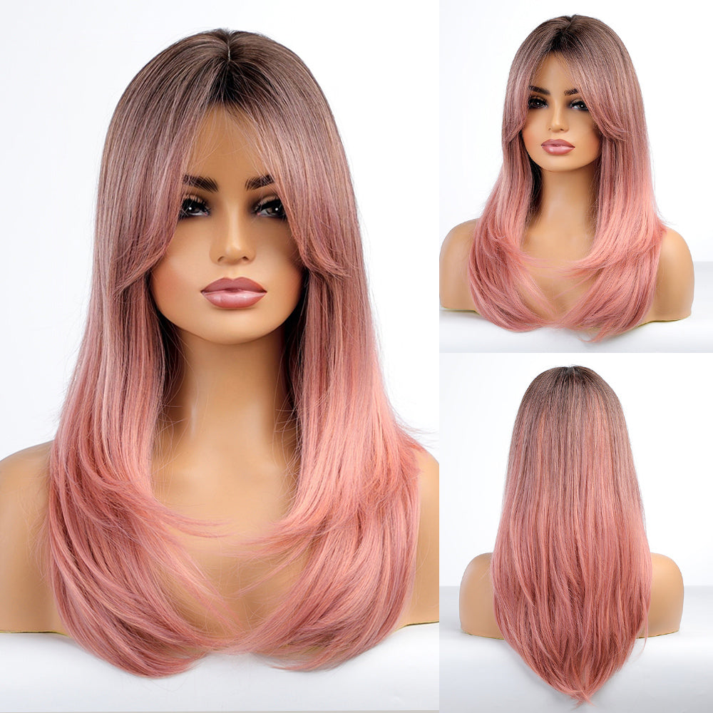Blakely【WA-LA8055】 20" Shoulder Wigs for Women, Pink,Long Loose Wave Wig Synthetic for Daily Use or Party