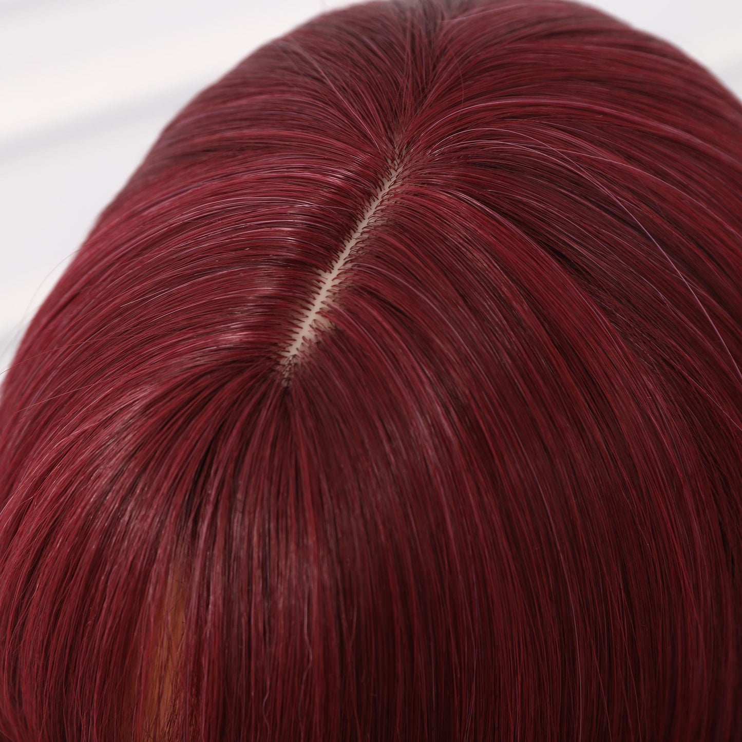 ANITA【WA-SM477】18inches Red Wine Wig with Bangs,Straight Shoulder Length Wigs , Synthetic Heat Resistant Party Costume Cosplay Wig for Women Girls Daily Wear Colorful Wigs