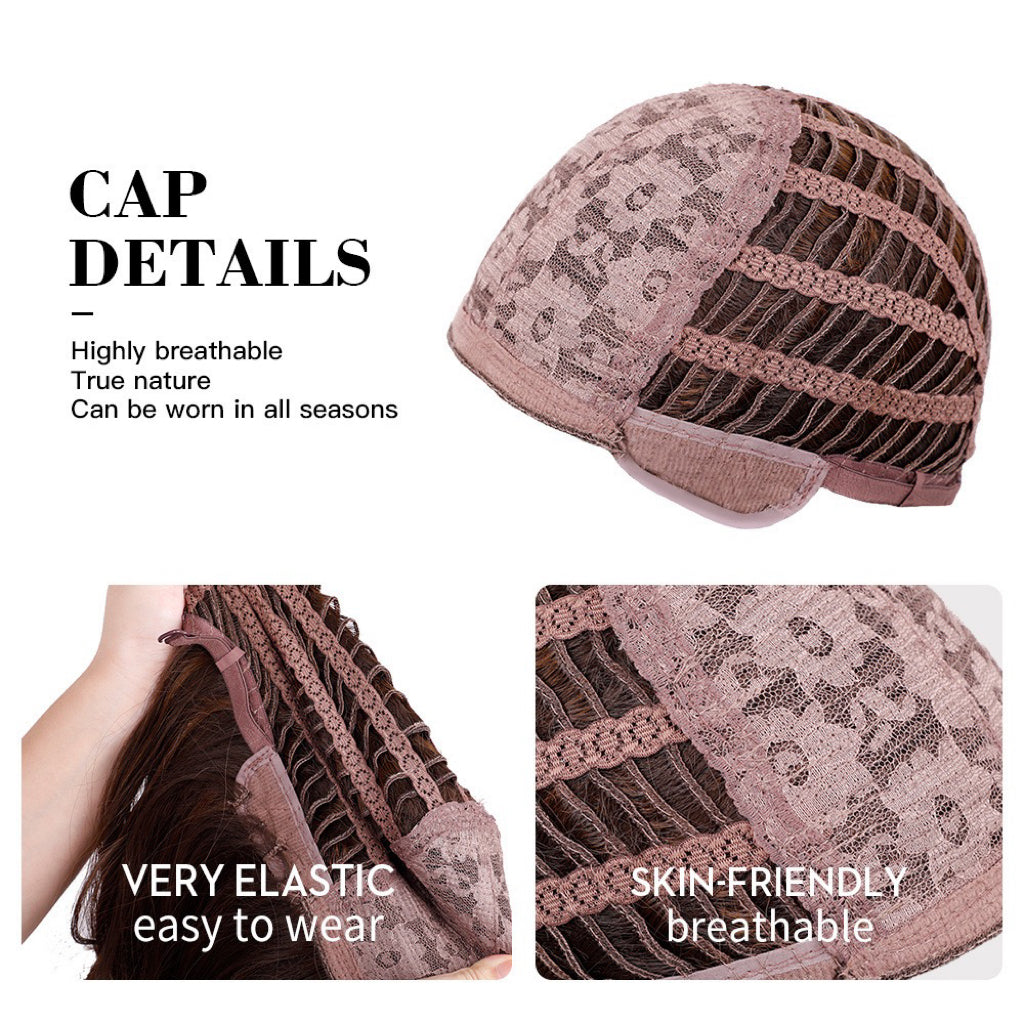 DORIS【WA-LALC1002-2】 Dark Red Highlight Wolf Cut Wig 22 inch Synthetic Slight Curly Wigs for Women Daily or Party