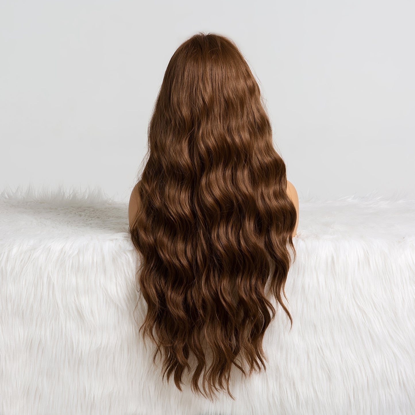 PENNY【WA-LALC357-1】24inches Dark Honey Brown Wig Natural Body Wave Synthetic Heat-resistance Daily or Party