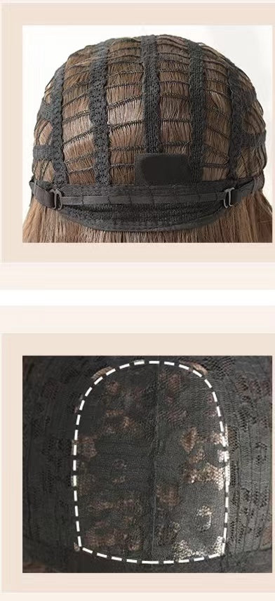 CHARLOTTE 【WA-XYMW0313-1】Blonde with Black Highlight with Bangs for Women Synthetic Hair Body Wave Glue-less 24 inches Heat Resistant