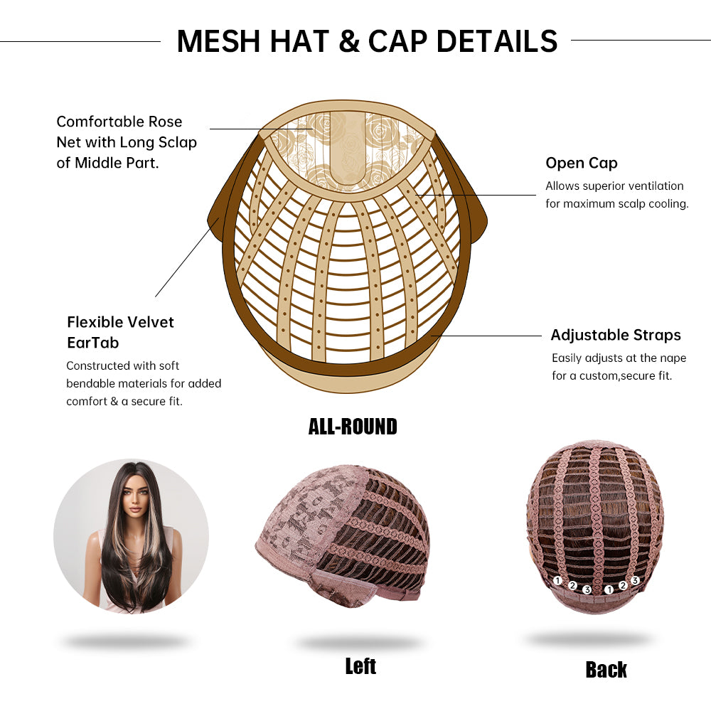 CALLIE【WA-LALC2030-2】 Dark Blonde Brown Highlight Straight Wig 26 inch Synthetic Trending for Women Daily or Party