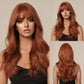 BESS【WA-LAIC034】24inches Ginger Wig  Natural Body Wave with Bangs Synthetic Heat-resistance Daily or Party