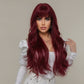 EDITH 【WA-LALC2074-1】Hot Sale 30inches Body Wave Cherry Red with Bangs Wig Full Machine Glueless Party Daily