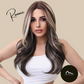 RONNIE 【WA-SM9239】 Hot Sale Ombre  Brown with Blonde Highlight Wavy Wig 22 inches Synthetic Lace Frontal  Daily or Party