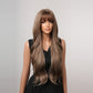 SCARLETT【WA-LAIC1026-1】28inches Ombre Brown Wig  Natural Body Wave with Bangs Synthetic Heat-resistance Daily or Party