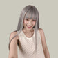 CORA【V-011-002】Internet-Famous Gray Classic Long Straight Hair Straight Bangs Tanglong Matte Voluminous High-temperature Fiber Wig for Women Daily & Elegant