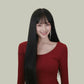 LINA【V-012-002】Black Long Straight Hair Straight Bangs Fully Hand-Woven High-temperature Fiber Wig for Women Daily & Elegant