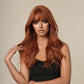 BESS【WA-LAIC034】24inches Ginger Wig  Natural Body Wave with Bangs Synthetic Heat-resistance Daily or Party