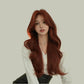 ZOE【WA-LC3076-1BR20】Orange-Red Center-Parted Long Curly Hair (No Bangs) 72CM High-temperature Fiber Fashionable Wig for Women Daily & Glamorous