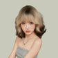 LUNA【V-003-D-116】White Coffee Two-tone Gradient Short Hair Convertible Bangs 35CM High-temperature Fiber Exotic Style Wig for Women Daily & Trendy