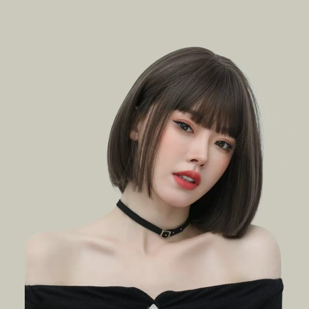 Cool Brown Layered Short Curly Hair Convertible Bangs 30CM High-temperature Fiber Fashionable Wig for Women Daily & Stylish