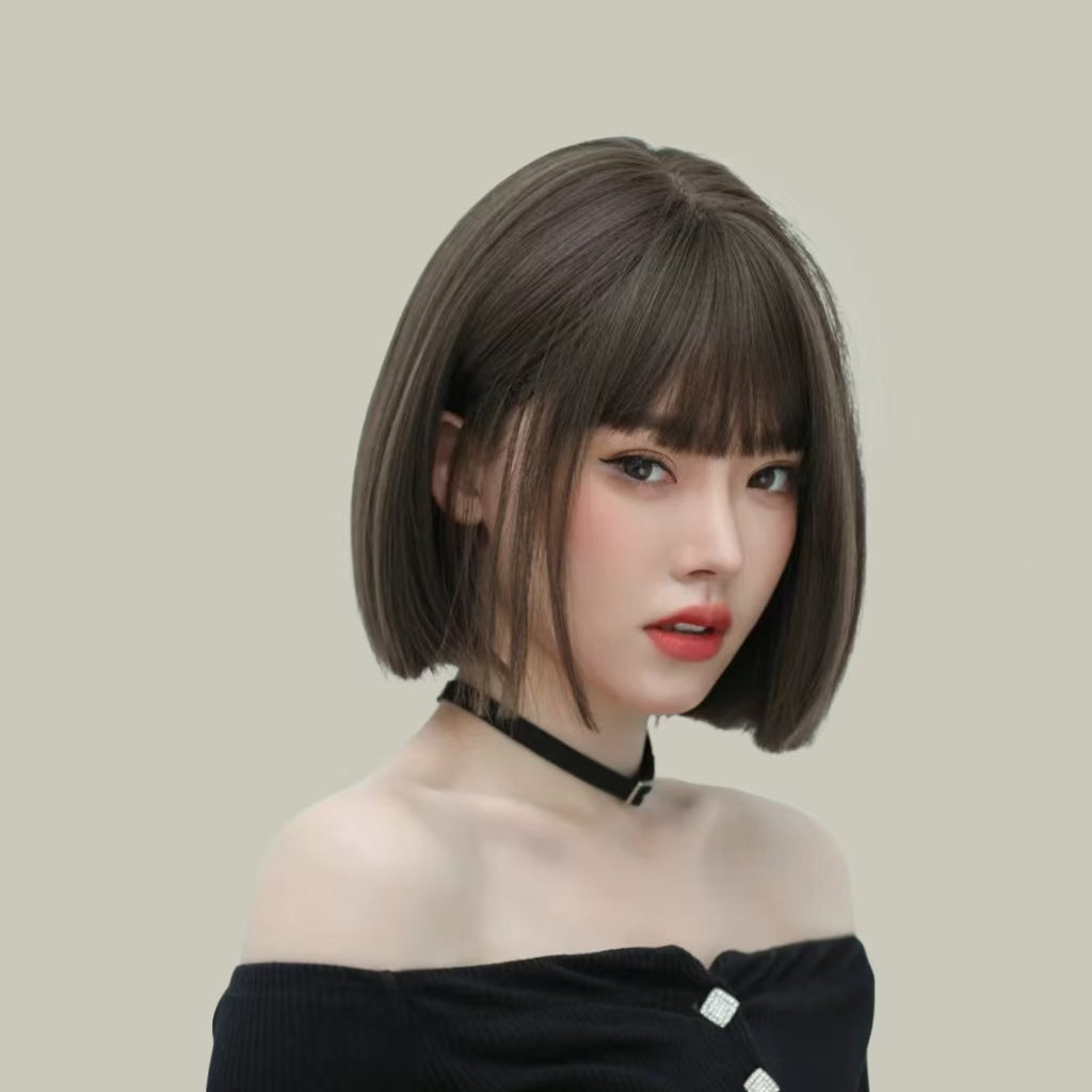 Cool Brown Layered Short Curly Hair Convertible Bangs 30CM High-temperature Fiber Fashionable Wig for Women Daily & Stylish