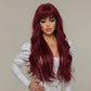 EDITH 【WA-LALC2074-1】Hot Sale 30inches Body Wave Cherry Red with Bangs Wig Full Machine Glueless Party Daily