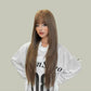 ELSA【V-004-C0461-3】 Caramel Warm Brown High-Layered Long Straight Hair Convertible Bangs 85CM High-temperature Fiber Korean Style Wig for Women Daily & Elegant