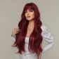 EDITH 【WA-LALC2074-1】Hot Sale 30inches Body Wave Cherry Red with Bangs Wig Full Machine Glueless Party Daily