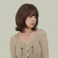 AMARA 【V-001-D-171】Brown Short Hair with Turned-Out Ends Convertible Bangs 35CM High-Temperature Matte Fiber Fashion Wig for Women Daily & Casual