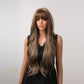 SCARLETT【WA-LAIC1026-1】28inches Ombre Brown Wig  Natural Body Wave with Bangs Synthetic Heat-resistance Daily or Party