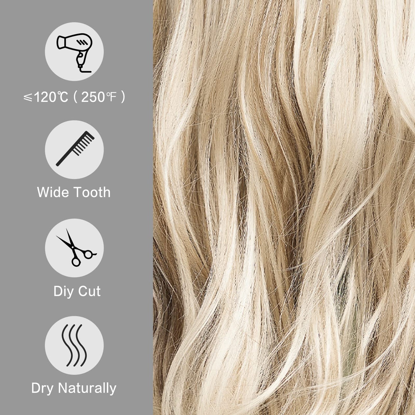 Romy 【WA-11026-1】 Platinum Blonde Wavy Wig 22 inch Synthetic Lace Frontal  Daily or Party