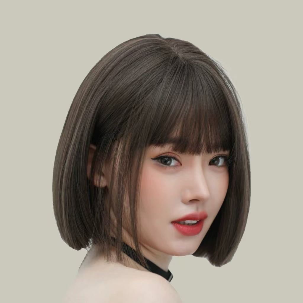 Cool Brown Layered Short Curly Hair Convertible Bangs 30CM High-temperature Fiber Fashionable Wig for Women Daily & Stylish