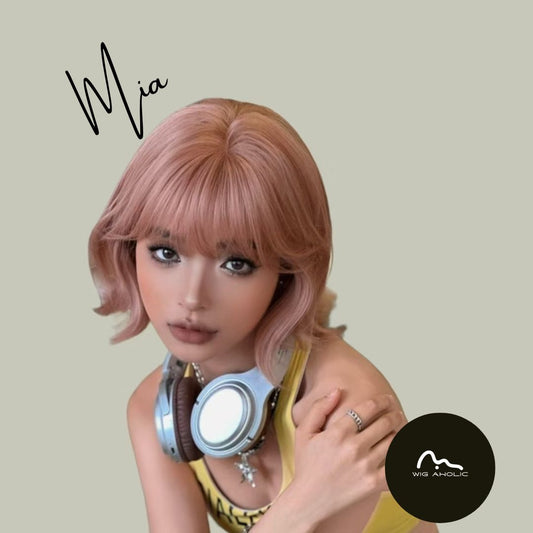 MIA【V-005-D-176】 Orange-Pink Layered Short Curly Hair Convertible Bangs 29CM High-temperature Fiber Non-mainstream Style Wig for Women Daily & Trendy