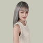 CORA【V-011-002】Internet-Famous Gray Classic Long Straight Hair Straight Bangs Tanglong Matte Voluminous High-temperature Fiber Wig for Women Daily & Elegant