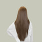 ELSA【V-004-C0461-3】 Caramel Warm Brown High-Layered Long Straight Hair Convertible Bangs 85CM High-temperature Fiber Korean Style Wig for Women Daily & Elegant
