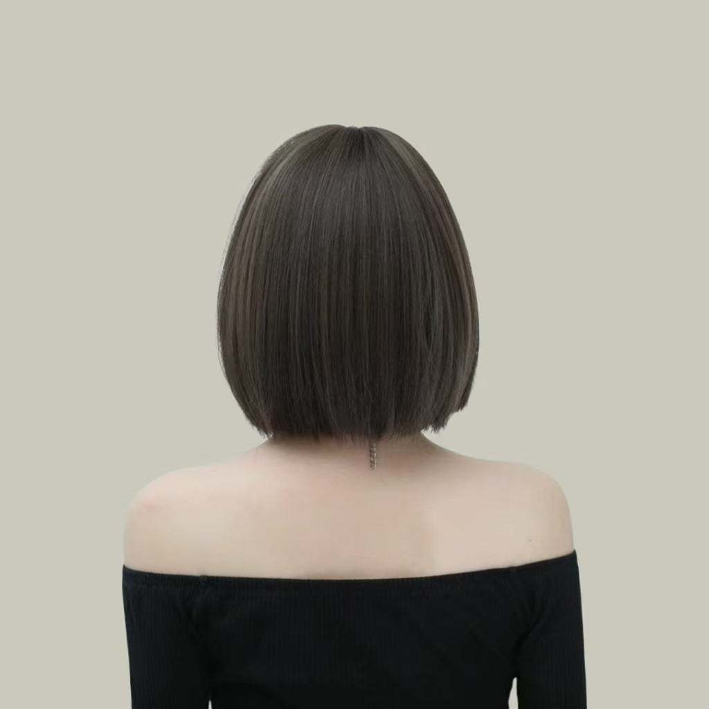 Cool Brown Layered Short Curly Hair Convertible Bangs 30CM High-temperature Fiber Fashionable Wig for Women Daily & Stylish