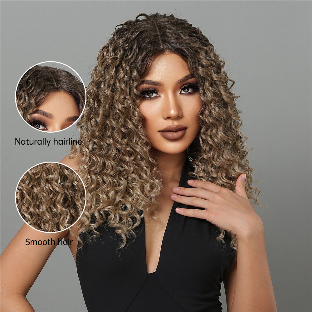 Lousie【WA-BL66053】 22" Lace Front Curly Synthetic Brown Wig for Daily Use/Party