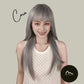 CORA【V-011-002】Internet-Famous Gray Classic Long Straight Hair Straight Bangs Tanglong Matte Voluminous High-temperature Fiber Wig for Women Daily & Elegant