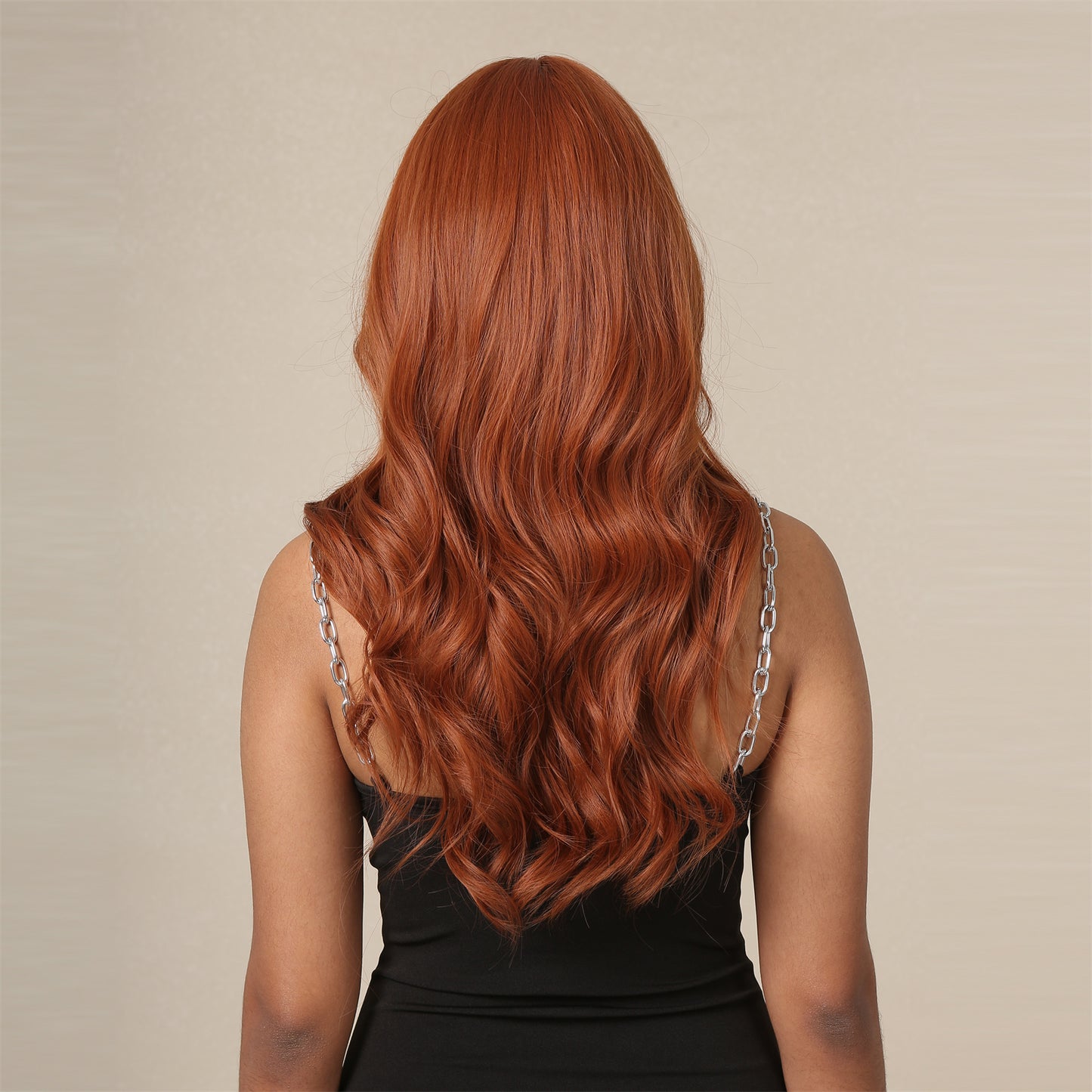 BESS【WA-LAIC034】24inches Ginger Wig  Natural Body Wave with Bangs Synthetic Heat-resistance Daily or Party