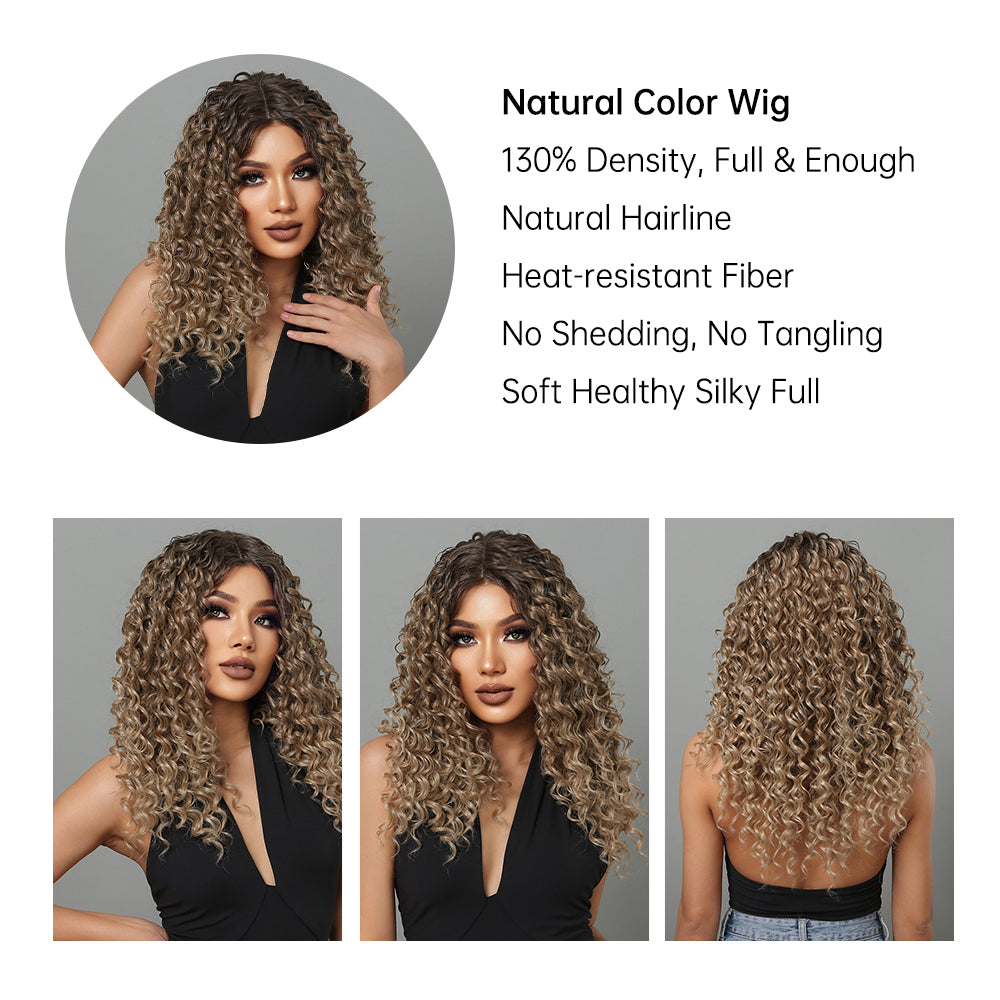 Lousie【WA-BL66053】 22" Lace Front Curly Synthetic Brown Wig for Daily Use/Party