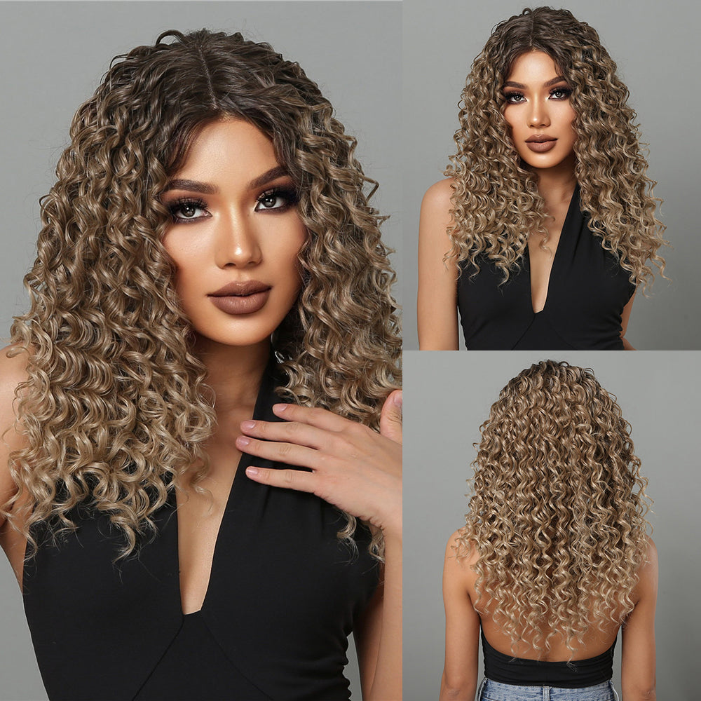 Lousie【WA-BL66053】 22" Lace Front Curly Synthetic Brown Wig for Daily Use/Party