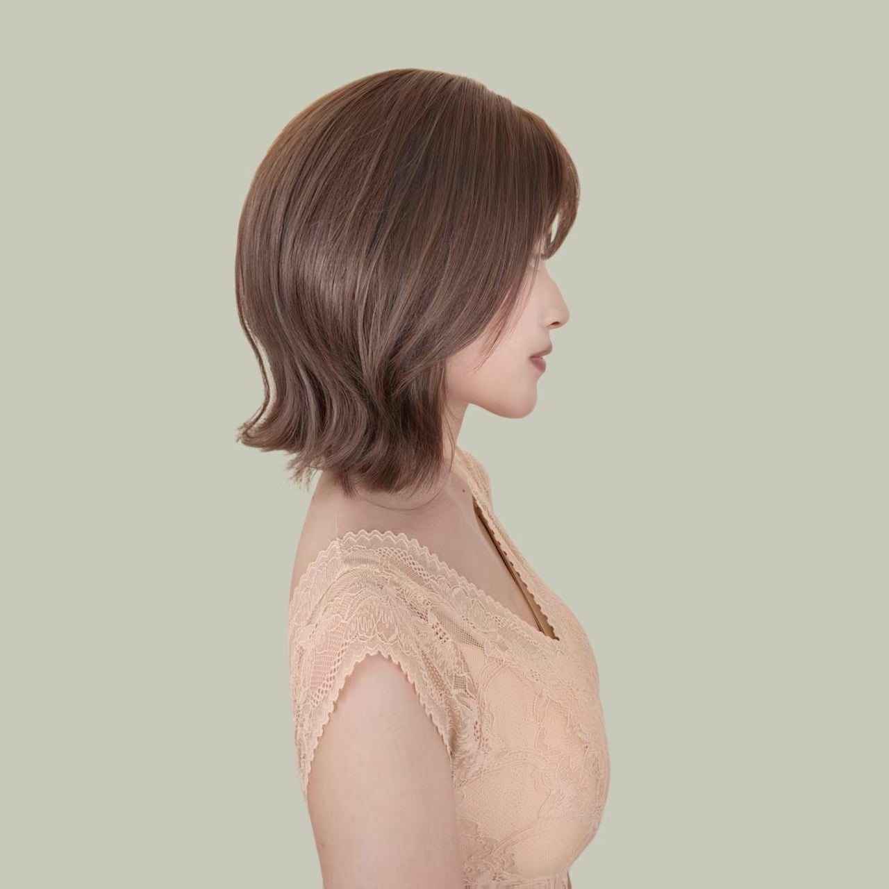 AMARA 【V-001-D-171】Brown Short Hair with Turned-Out Ends Convertible Bangs 35CM High-Temperature Matte Fiber Fashion Wig for Women Daily & Casual