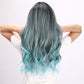 Pamela【WA-JLSM6162】 Hot Sale Gray Blue Gradient Wavy Wig 26 inch Synthetic Trending for Women Daily or Party