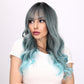 Pamela【WA-JLSM6162】 Hot Sale Gray Blue Gradient Wavy Wig 26 inch Synthetic Trending for Women Daily or Party