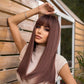 AUBREE【WA-LAIC2096-3】24inches Brown Pink Straight Wig with Bangs Synthetic Heat-resistance Daily or Party