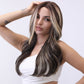 RONNIE 【WA-SM9239】 Hot Sale Ombre  Brown with Blonde Highlight Wavy Wig 22 inches Synthetic Lace Frontal  Daily or Party