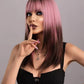 BEATRICE 【WA-XY9050】20inches Shoulder Straight Split Wigs  Pink Brown Gradient Hair Wig Full Machine Glueless Party Daily