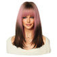 BEATRICE 【WA-XY9050】20inches Shoulder Straight Split Wigs  Pink Brown Gradient Hair Wig Full Machine Glueless Party Daily