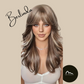 Berlinda【WA-LC3076-1BR20】 Brown Blonde Highlight Wig with Bangs 20 inch Butterfly Cut Synthetic Trending for Women Daily or Party