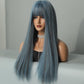SYLVIA【WA-XY0339】24inches Mermaid Blue Synthetic Machine-Made Wig Natural Straight Synthetic  Machine Made Heat Resistant Fiber Hair for Woman
