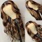 LUCY【WA-SD001】16inches Highlight Body Wave T Part Lace Front Human Hair Wigs for Women Brazilian Virgin Human Hair