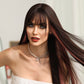 LEAH【WA-XYMW8268-4】 24" Straight Black Pink Highlight Color Wigs for Women, Trendy Wig Synthetic  for Daily Use or Party
