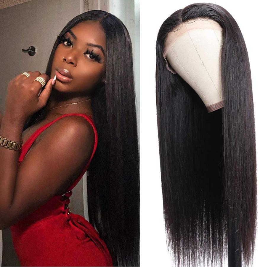 ELLEN【WA-SD002】16inches 13X4 Lace Frontal Wig Remy Human Hair Wigs 16 Inch Natural Black 150% Density