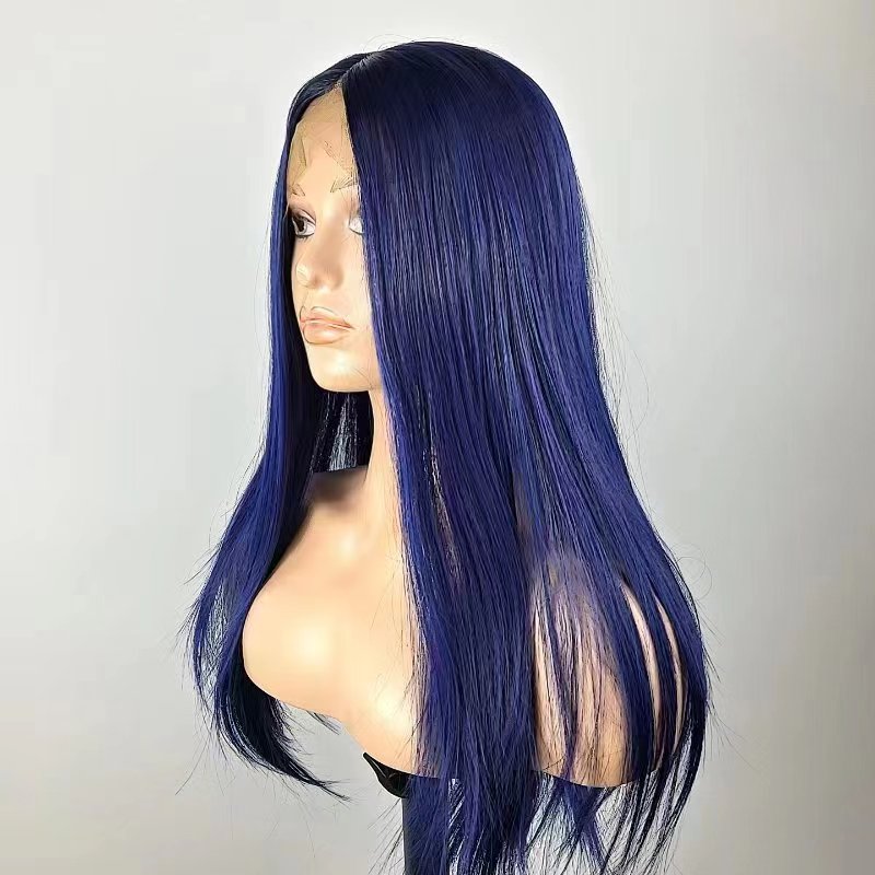 ANN【WA-STW012】24inches 13*3 lace front wigs dark blue synthetic wigs